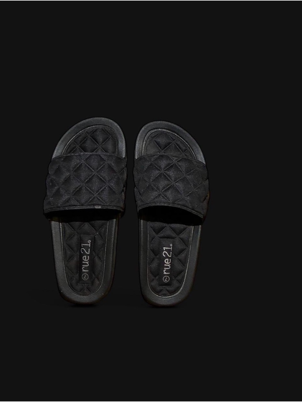 Rue21 Black Quilted Slip-On Slides